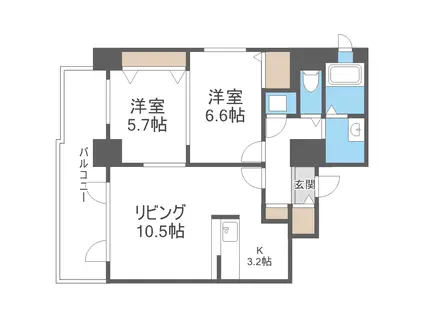 ノース・スター円山(2LDK/6階)の間取り写真