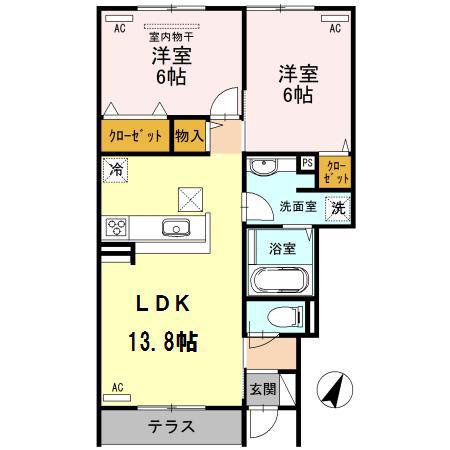 SERENO中野(2LDK/1階)の間取り写真