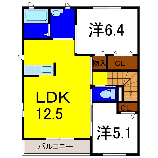 シャーメゾンエーデルハイム D棟(2LDK/2階)の間取り写真