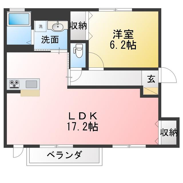 ツヴァイテ(1LDK/2階)の間取り写真