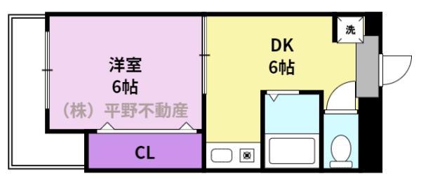 吉武ビル(1DK/4階)の間取り写真
