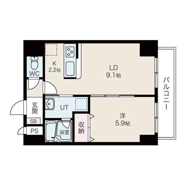 エステラ北五条館(1LDK/2階)の間取り写真
