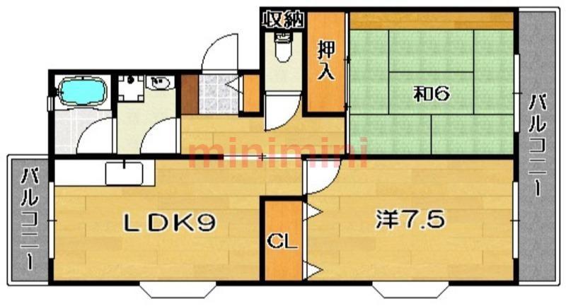 サニーコートII(2LDK/3階)の間取り写真