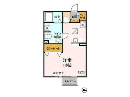 リヴェール(ワンルーム/1階)の間取り写真