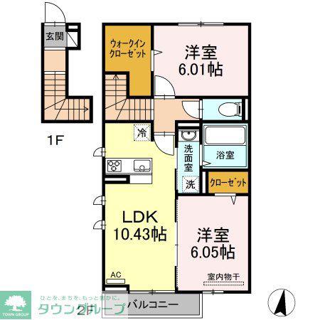 ソレイユ三原台 C(2LDK/2階)の間取り写真