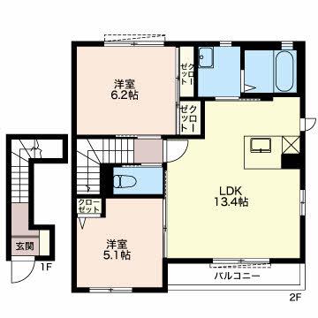 フレグランスM D(2LDK/2階)の間取り写真