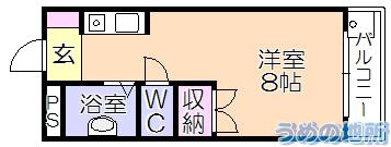 厚花ビル(ワンルーム/3階)の間取り写真