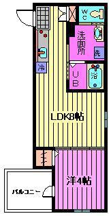 ヘゼリヒフラット 中浦和(1LDK/1階)の間取り写真