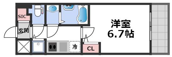 LA DOUCEUR北巽(1K/13階)の間取り写真