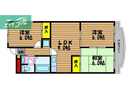 プロムナード洲崎1(3LDK/1階)の間取り写真