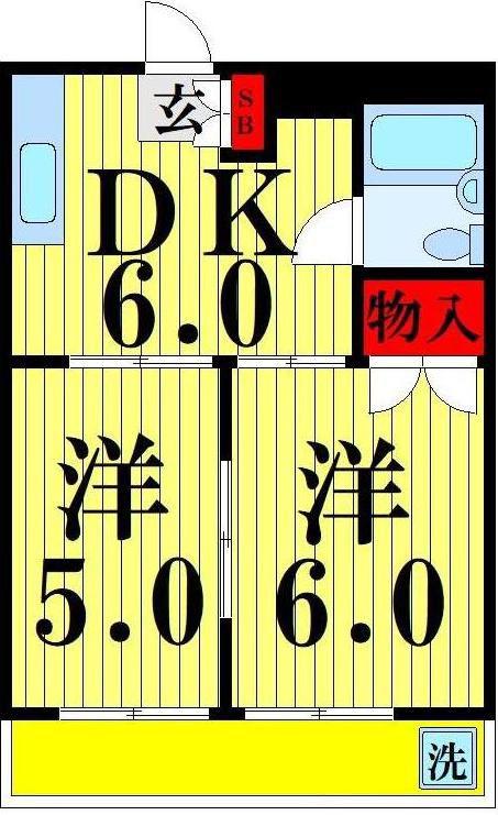 メゾン宮崎(2DK/1階)の間取り写真