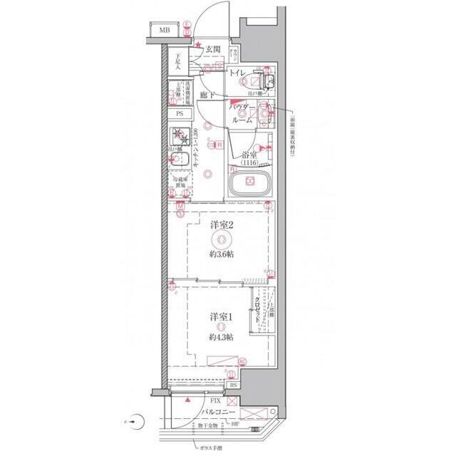 クレイシアIDZ川崎(2K/3階)の間取り写真
