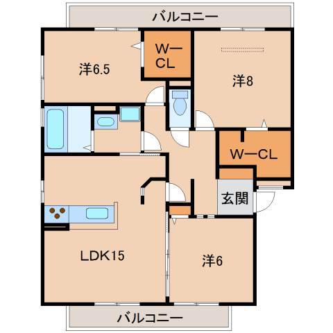 サウスメゾンムーランルージュ(3LDK/3階)の間取り写真