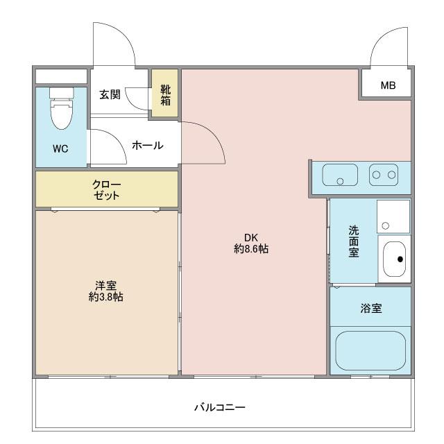 リファレンス中央町(1DK/15階)の間取り写真
