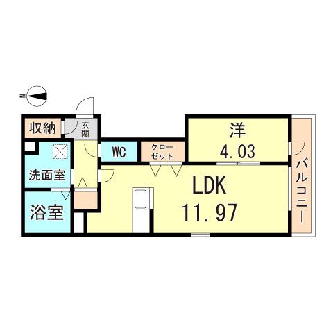 セゾン DE ソレイユ(1LDK/2階)の間取り写真