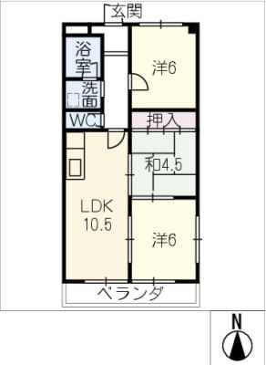 第二グリーンマンション服部(3LDK/2階)の間取り写真
