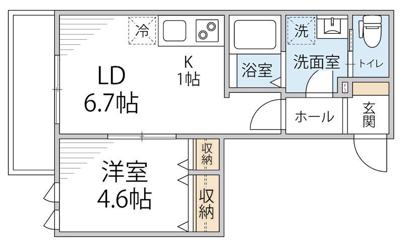 シャンドフルール(1LDK/2階)の間取り写真