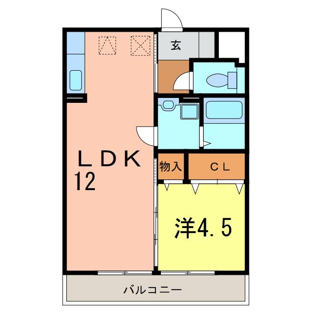 セジュール一ツ木(1LDK/1階)の間取り写真