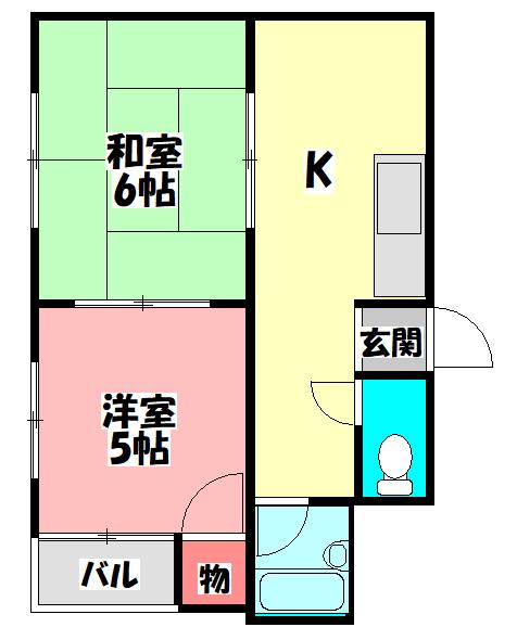 アールアイ八雲マンション(2K/2階)の間取り写真