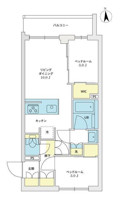 アジールコート豪徳寺(2LDK/4階)の間取り写真