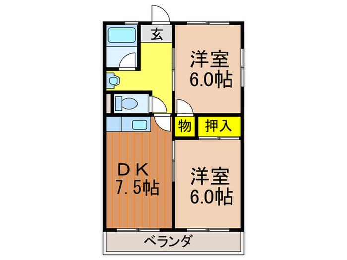 石城マンション(2DK/3階)の間取り写真