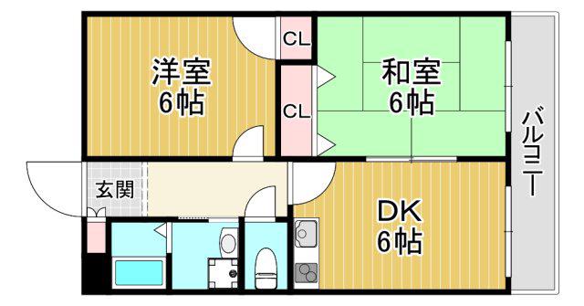 泰平第一ビル(2DK/6階)の間取り写真