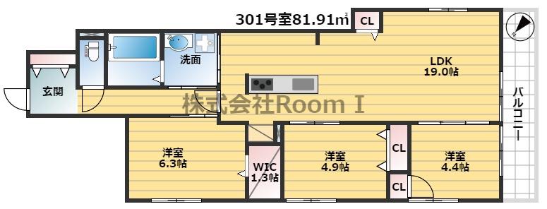 HEBEL MAISON 甲子園・旭化成ヘーベルメゾンHEBEL HA(3LDK/3階)の間取り写真