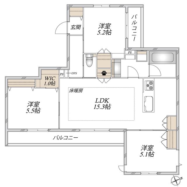 SUN ZEM(3LDK/2階)の間取り写真
