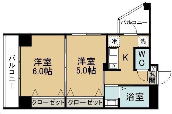 ルミエール仙台(2K/3階)の間取り写真