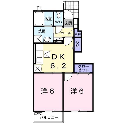 サニーサイトB棟(2DK/1階)の間取り写真