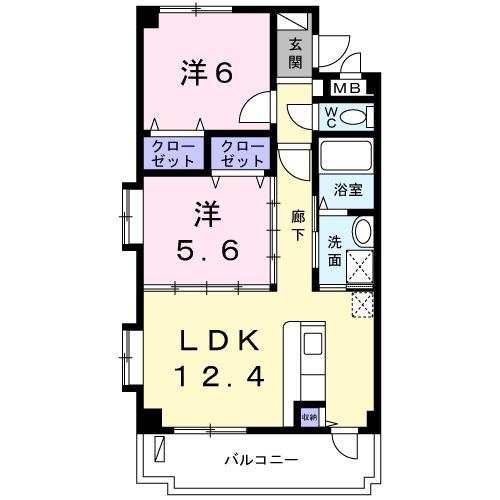 パルティダ(2LDK/1階)の間取り写真