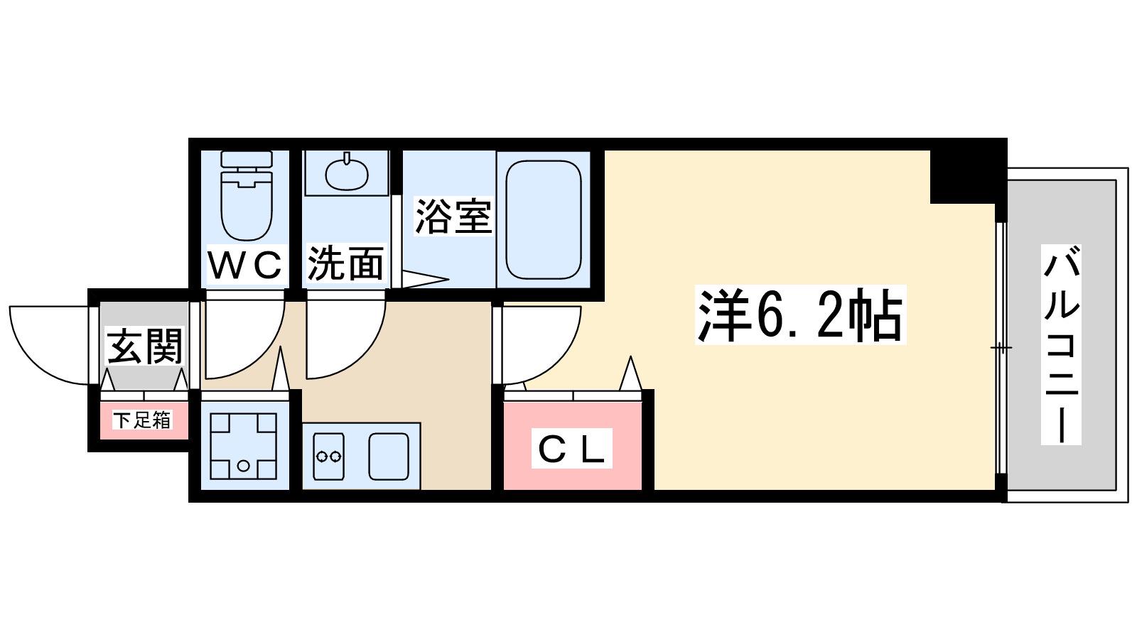 プレサンス扇町駅前(1K/8階)の間取り写真