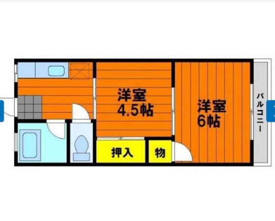 ウェルマット野田(2DK/2階)の間取り写真