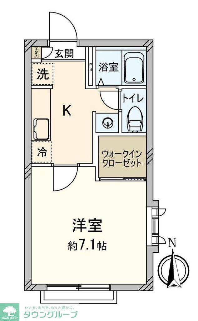 けやきコート(1K/1階)の間取り写真