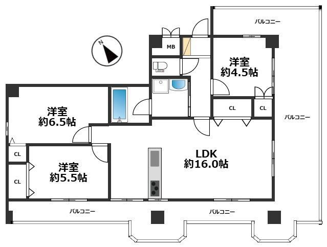 朝日プラザ兵庫塚本通(3LDK/10階)の間取り写真