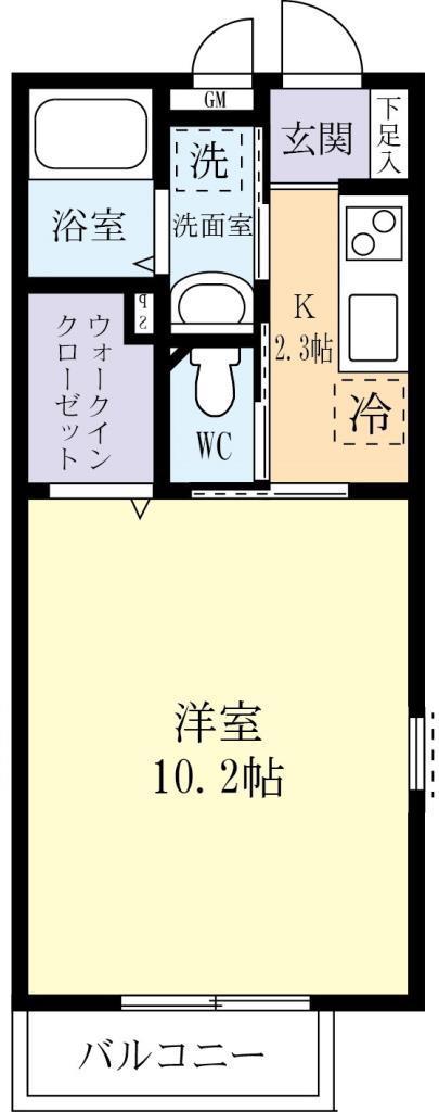 BELLE PORTE(1K/2階)の間取り写真