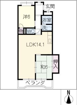 レジデンス山腰(2LDK/2階)の間取り写真