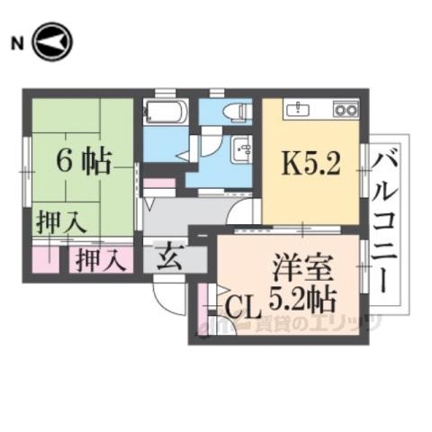 メゾンソレーユ3(2K/1階)の間取り写真
