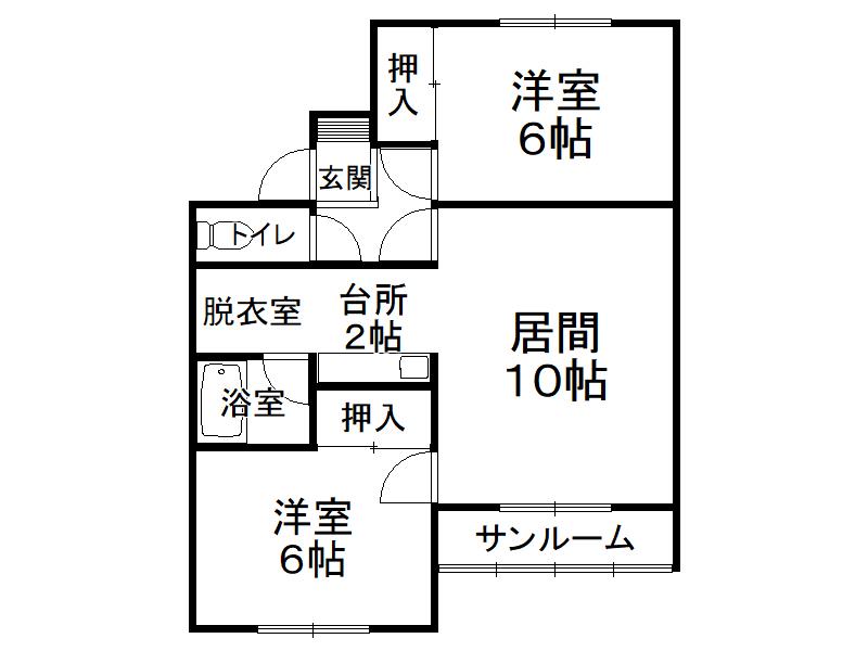 コーポ182A(2LDK/1階)の間取り写真