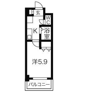 びいI千種(1K/6階)の間取り写真