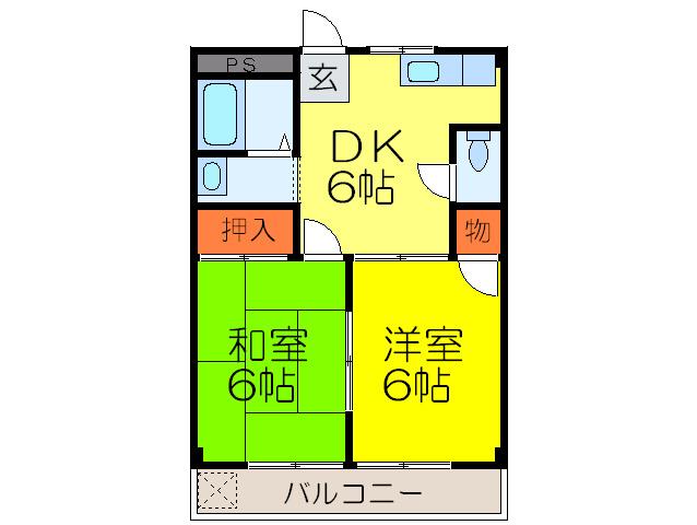 佐堂コーポ(2DK/2階)の間取り写真