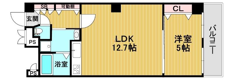 プレステル福島(1LDK/8階)の間取り写真
