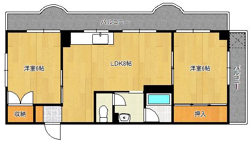 グランコート庚午中(2LDK/3階)の間取り写真