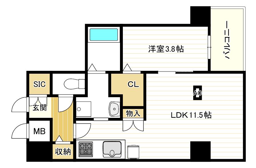 LAMAISONVERTE(1LDK/7階)の間取り写真