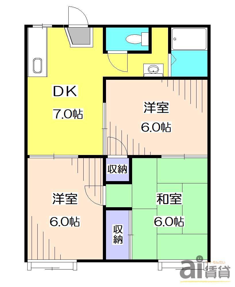 メゾン並木A棟(3DK/1階)の間取り写真