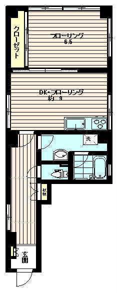 真野ビル(1LDK/4階)の間取り写真