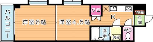 レスプランドール(2K/4階)の間取り写真