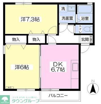 クロノス武蔵村山サウス(2DK/2階)の間取り写真