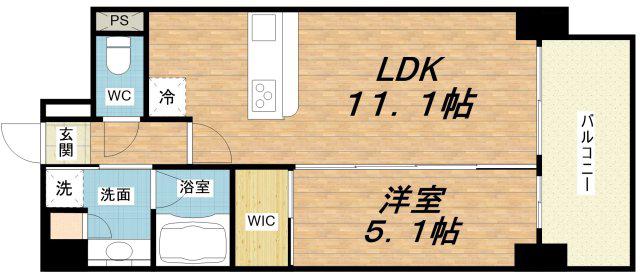 ESTEOESTE難波元町(1LDK/8階)の間取り写真
