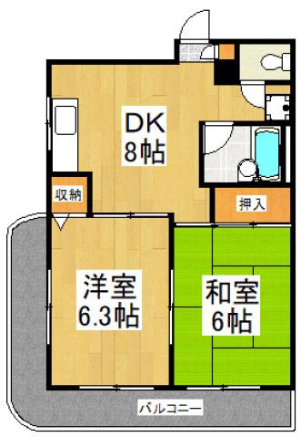 パレスサンヴェール2(2DK/3階)の間取り写真
